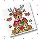Lesley Teare Designs - Teddy Christmas cards, zoom 1 (Cross stitch chart)