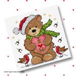 Lesley Teare Designs - Teddy Christmas cards, zoom 2 (Cross stitch chart)