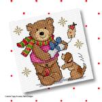 Lesley Teare Designs - Teddy Christmas cards, zoom 3 (Cross stitch chart)
