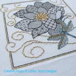 Lesley Teare Designs - Flower & Dragonfly Blackwork zoom 2 (cross stitch chart)