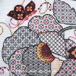 Lesley Teare Designs - Flower & Butterflies Blackwork zoom 2 (cross stitch chart)