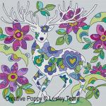 Lesley Teare Designs - Folk Art deer zoom 3 (cross stitch chart)