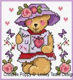 Lesley Teare Designs - Teddy cards for girls zoom 1 (cross stitch chart)