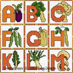 Lesley Teare Designs - Vegetable Alphabet zoom 1 (cross stitch chart)