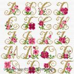 Lesley Teare Designs - Alphabet - Roses zoom 4 (cross stitch chart)