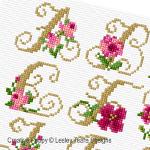 Lesley Teare Designs - Alphabet - Roses zoom 1 (cross stitch chart)