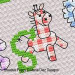 Baby Jungle Alphabet, designed by Maria Diaz - Cross stitch pattern chart (zoom1)