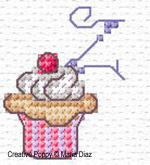 Cupcake alphabet, designed by Maria Diaz - Cross stitch pattern chart (zoom 2)