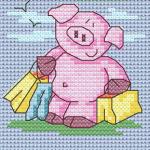 Maria Diaz - 11 Cute Summer Pigs zoom 3 (cross stitch chart)