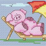 Maria Diaz - 11 Cute Summer Pigs zoom 4 (cross stitch chart)