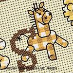 Sepia Baby Jungle Alphabet, designed by Maria Diaz - Cross stitch pattern chart (zoom1)