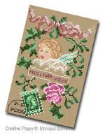 Vintage Postcard/Greeting card - Best wishes - cross stitch pattern - by Monique Bonnin (zoom 2)