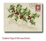 Monique Bonnin - Holly Greeting card - Vintage Postcards zoom 3 (cross stitch chart)