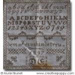 Small German Sampler 1897 D.E. - Reproduction sampler - charted by Muriel Berceville (zoom 2)