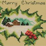 Vintage Postcard/Greeting card - Merry Christmas  - cross stitch pattern - by Monique Bonnin (zoom 1)