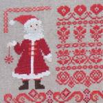 Christmas sampler with red Borders - cross stitch pattern - by Perrette Samouiloff (zoom 1)