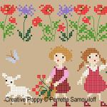 Perrette Samouiloff - Lamb in Poppy Field zoom 3 (cross stitch chart)