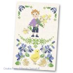 Perrette Samouiloff - 3 Easter motifs - Easter chick, Surprise encounter, The newly hatched chick, zoom 2 (Cross stitch chart)