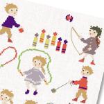Perrette Samouiloff - Happy Childhood: Old fashioned games, zoom 1 (Cross stitch chart)