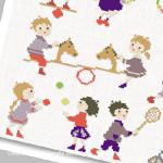 Perrette Samouiloff - Happy Childhood: Old fashioned games, zoom 3 (Cross stitch chart)
