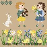 Perrette Samouiloff - Chicks in a Spring Garden zoom 3 (cross stitch chart)