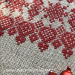 Perrette Samouiloff - Red Lace and Holly Christmas zoom 3 (cross stitch chart)