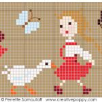 Happy Childhood, The geese (large) - cross stitch pattern - by Perrette Samouiloff (zoom 2)