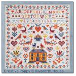Riverdrift House - Yellow House Sampler zoom 4 (cross stitch chart)