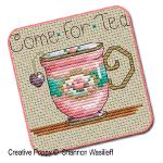 Shannon Christine Designs - Teatime Tea-cups zoom 1 (cross stitch chart)