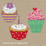 Tapestry Barn - 8 Colourful Cakes (ABC & Numbers included) zoom 1 (cross stitch chart)