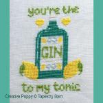 Tapestry Barn - Gin & Tonic - Love Quote zoom 3 (cross stitch chart)