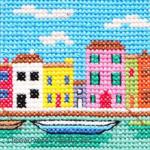 Tapestry Barn - Rainbow Houses zoom 2 (cross stitch chart)