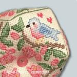 Tiny Modernist - Bluebird Biscornu zoom 2 (cross stitch chart)