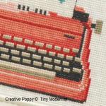 Tiny Modernist - Pink typewriter zoom 2 (cross stitch chart)