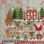 Tiny Modernist - Red House Merry Christmas zoom 2 (cross stitch chart)