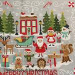 Tiny Modernist - Red House Merry Christmas zoom 3 (cross stitch chart)