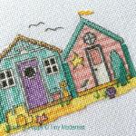 Tiny Modernist - Summer Beach Huts zoom 2 (cross stitch chart)