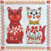 <b>Two elegant cats</b><br>cross stitch pattern<br>by <b>Iveta Hlavinova</b>
