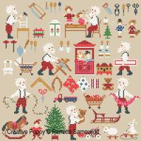 Santa is really busy! (large pattern) - cross stitch pattern - by Perrette Samouiloff