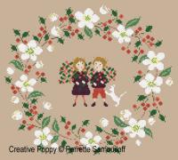 White Christmas wreath - cross stitch pattern - by Perrette Samouiloff