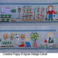 Agn&egrave;s Delage-Calvet -  A story Told in Stitches: A Day in the Garden - counted cross stitch pattern chart