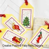 <b>Christmas gift tags (Under the Tree - series 5)</b><br>cross stitch pattern<br>by <b>Faby Reilly Designs</b>