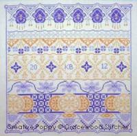Gracewood Stitches design by Kathy Bungard - Lydia, seller of purple - cross stitch pattern