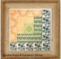 Gracewood Stitches design by Kathy Bungard -  Log cabin - Spring - cross stitch pattern
