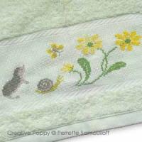 Perrette Samouiloff - Hedgehog towel series - design for Guest towel (cross stitch)