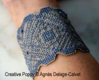 Agn&egrave;s Delage-Calvet -  Lace-pattern Cuff bracelet jewelry project with tutorial and cross stitch pattern chart