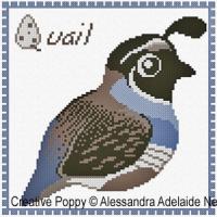 Alessandra Adelaide Needleworks - Q is for Quail - Animal Alphabet (cross stitch chart)