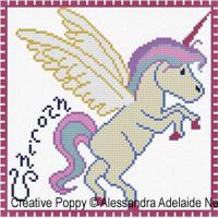 Alessandra Adelaide Needleworks - U is for Unicorn - Animal Alphabet (cross stitch chart)