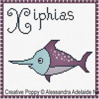Alessandra Adelaide Needleworks - X is for Xiphias - Animal Alphabet (cross stitch chart)