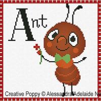 Alessandra Adelaide Needleworks - A is for Ant - Animal Alphabet (cross stitch chart)